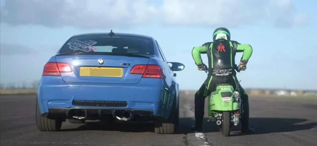 Drag race BMW M3 vs Vespa: una sfida sorprendente [Video]