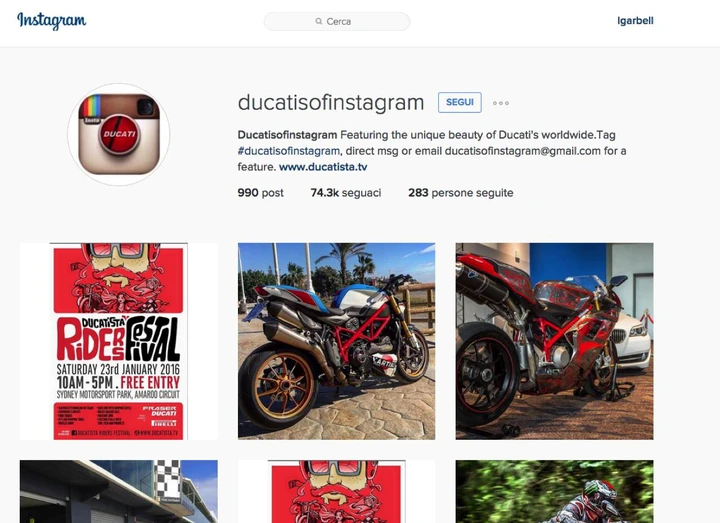 Gli account Instagram da seguire: @ducatisofinstagram