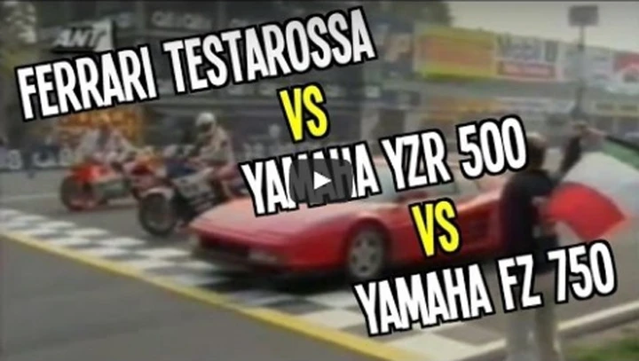 Yamaha YZR500 vs Yamaha FZ750 vs Ferrari Testarossa [Video]