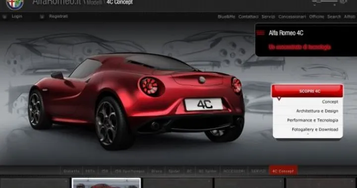 Alfa Romeo 4C Concept: arriva sul sito della casa
