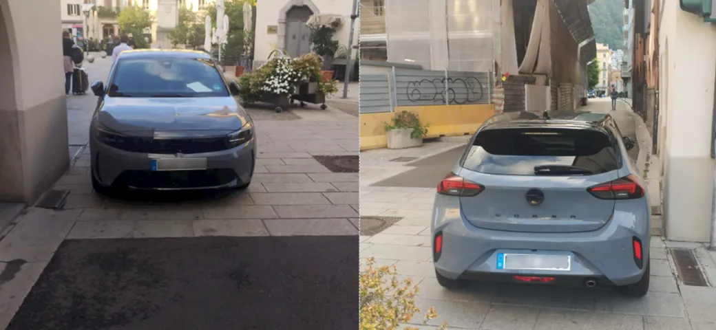 Auto fa l'en plein, divieto di sosta nella Ztl e sotto un semaforo
